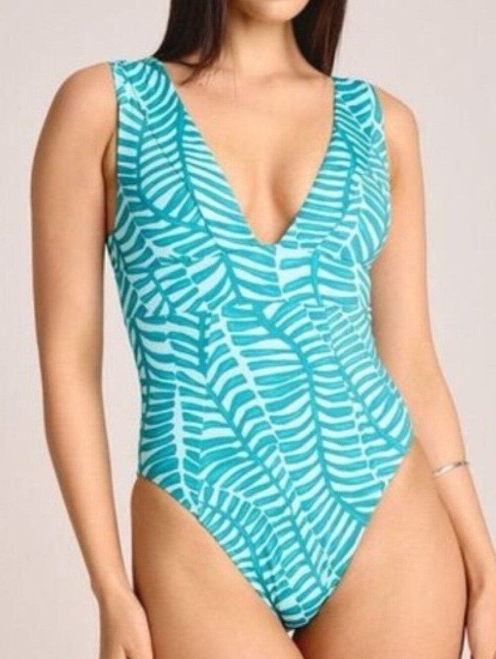 Vitamin A Women's Plunge Full Coverage One Piece Swimsuit - Jade Print xxl